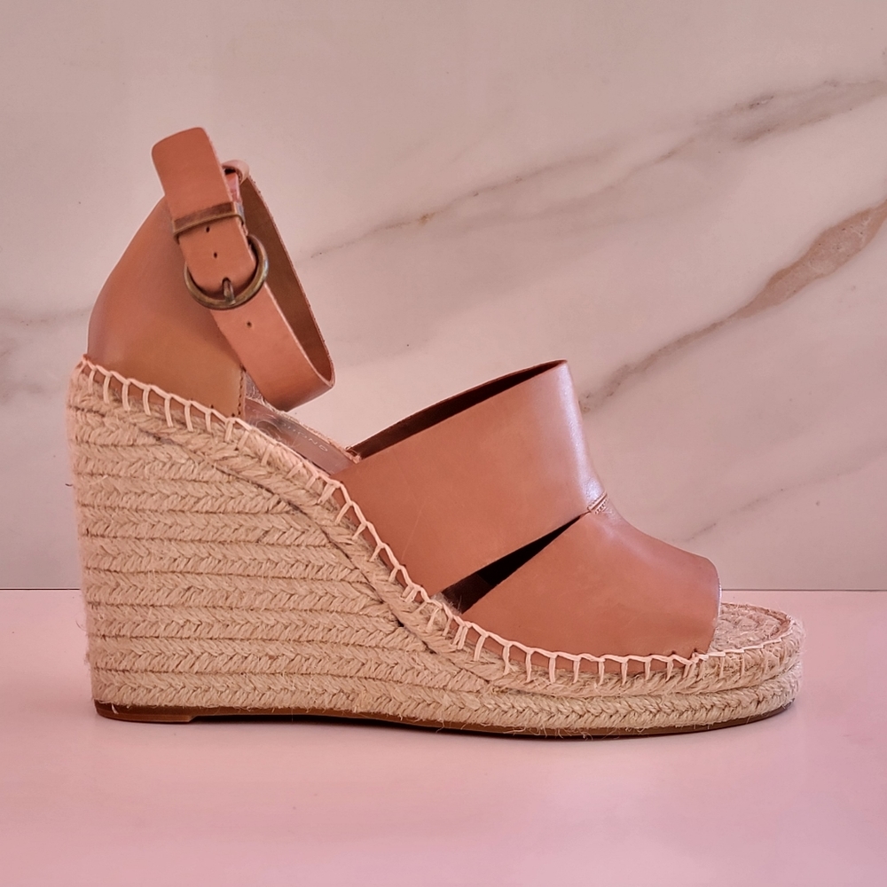 TREASURE & BOND SANNIBEL Tan Open toe Wedge Espadrille Platform Size 9